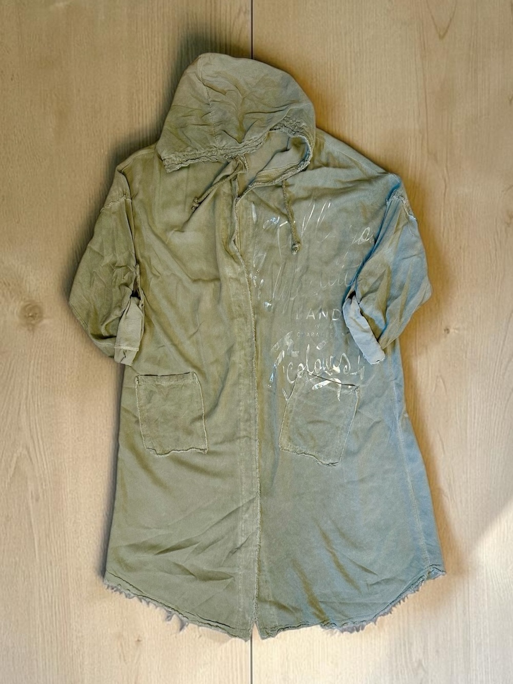 Olive Green Lightweight Hooded Poncho / Cardigan